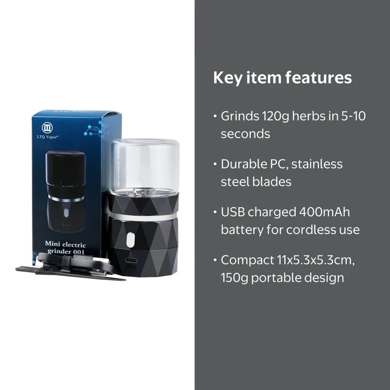 tobacco grinder walmart Electric Herb Grinder With USB Rechargeable 1.7oz Glass degree angle design Grinder Home Portable Electric 200w