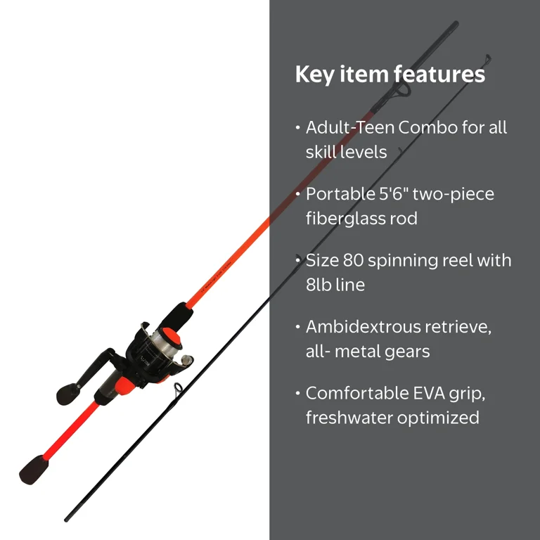 Ozark Trail Wayfarer Fiberglass Spinning Fishing Rod and Reel