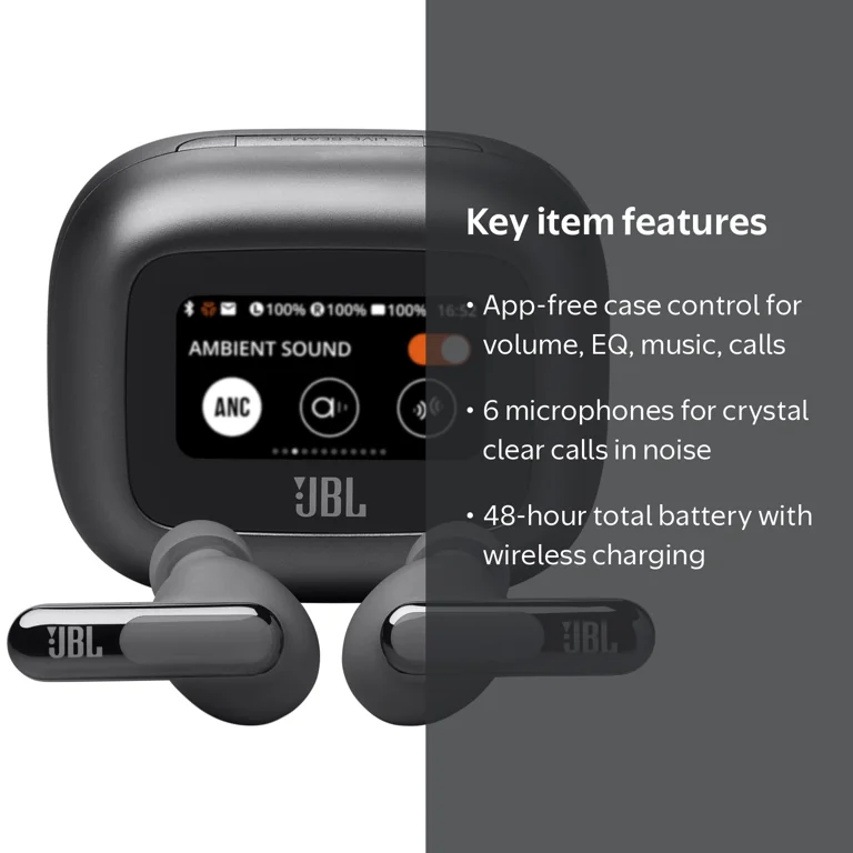 JBL, Earbuds, True wireless noise-cancelling, Black - Walmart.com