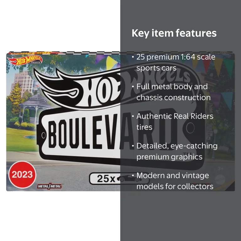 Hot Wheels Boulevard Custom Display Flames, 25 Premium, 1:64 Scale