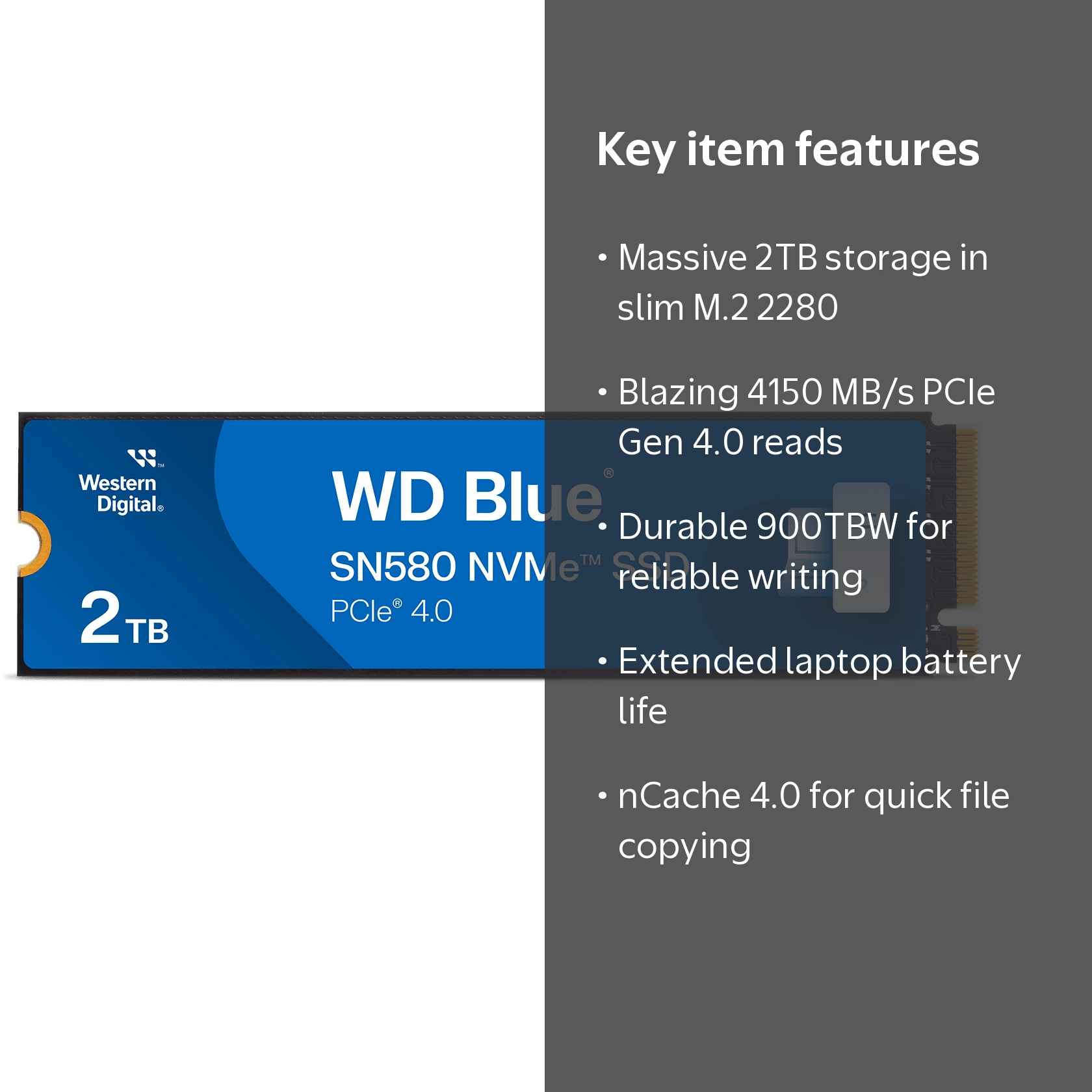 Western Digital, NVMe SSD, 2TB, PCIe Gen 4.0, WDS200T3B0E-00CHF0