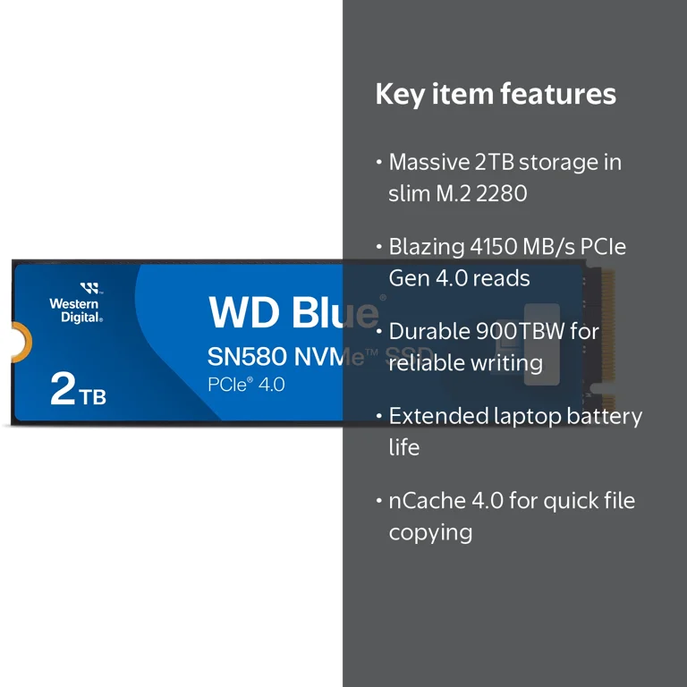 Western Digital, NVMe SSD, 2TB, PCIe Gen 4.0, WDS200T3B0E-00CHF0