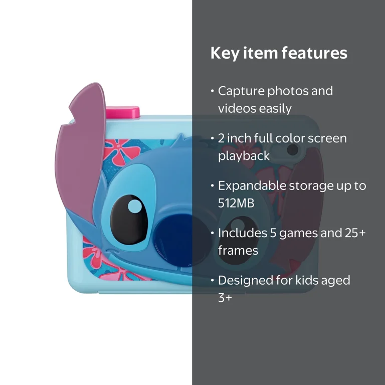 eKids, Kids Camera, Disney Stitch, Video Camera with Stickers