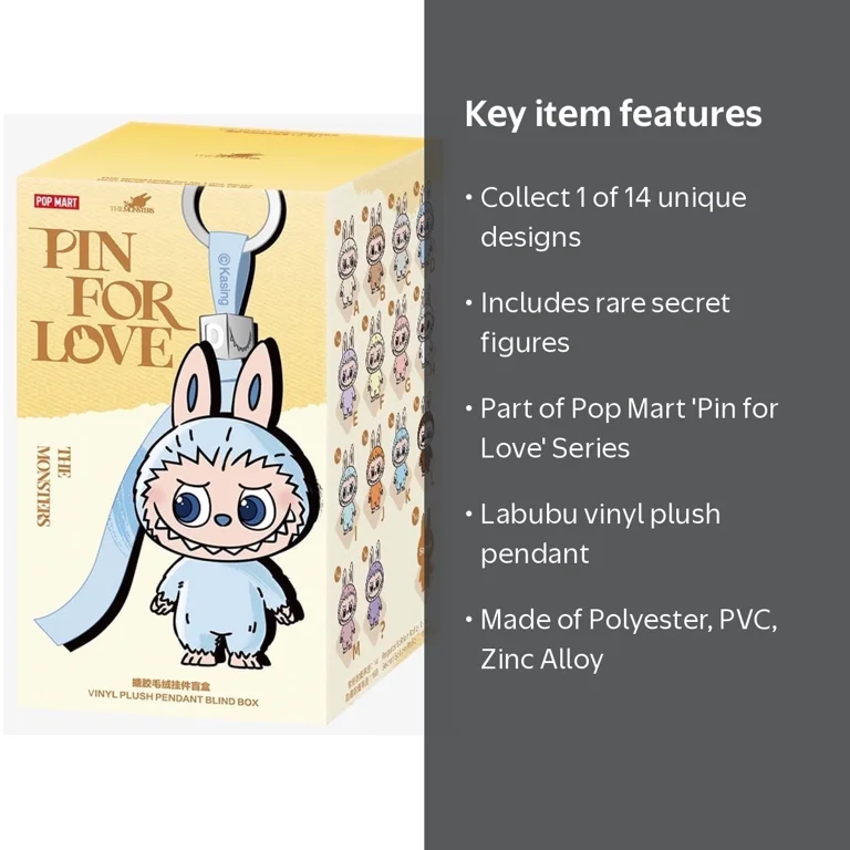 Pop Mart, THE MONSTERS Labubu Pin, Vinyl Plush Pendant, Blind Box
