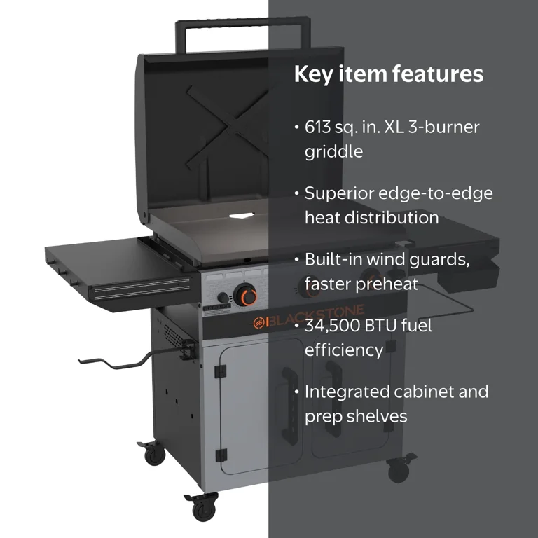 ステンレス製 3バーナー ガスグリドル Blackstone Bronco Outdoor Griddle, 28 Inch XL 3-Burner Flat Top