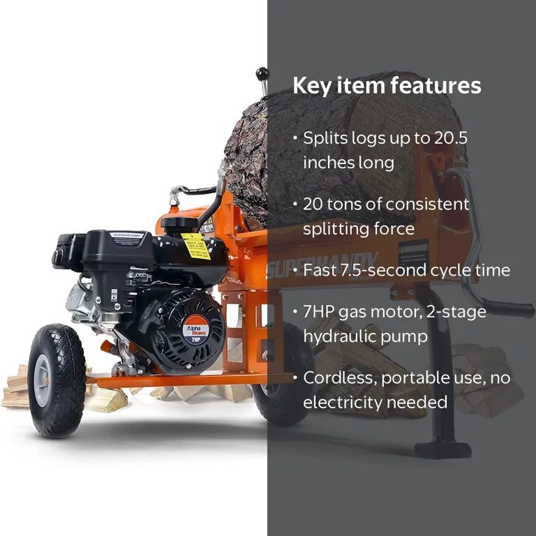 SuperHandy, Gas Log Splitter, 7HP 212CC 20