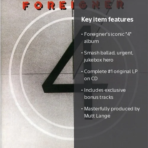 Atlantic, CD, Foreigner - 4, Music & Performance - Complete LP