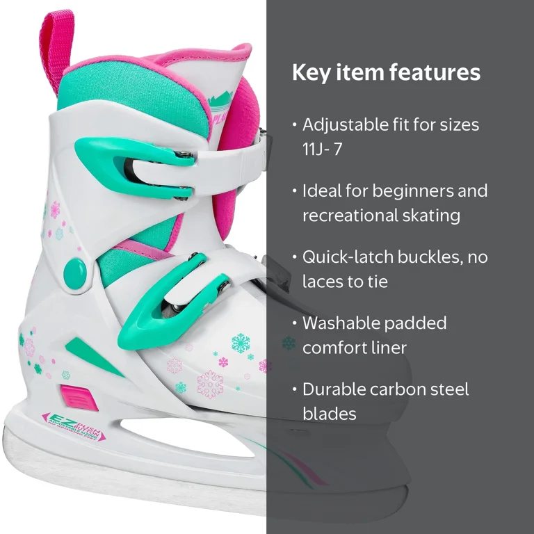 Lake Placid Nitro 8.8 Girls Adjustable Ice Skates, EZ Push Button Lake Placid Nitro 8.8 Girls Adjustable Ice Skates, EZ Push Button