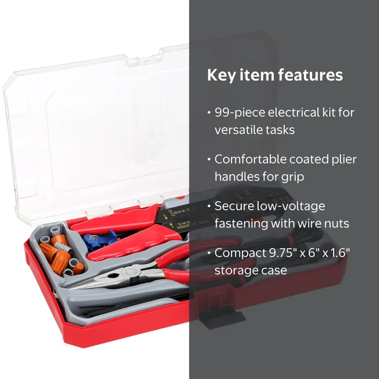&TEAM 【하들出品】 Hyper Tough 99-Piece Electrical Home Repair Kit with Storage Case