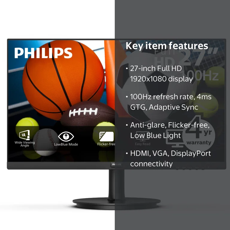 Philips, Full HD LED Monitor, 271V8LBS, 27 inch WLED display