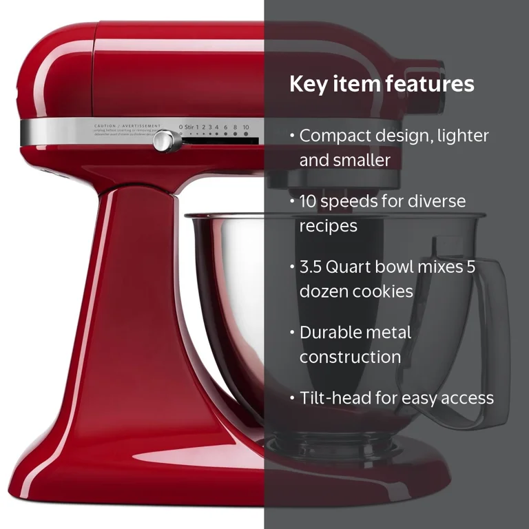 KitchenAid, Stand Mixer, 3.5 qt, Empire Red, Tilt-Head - Walmart.com