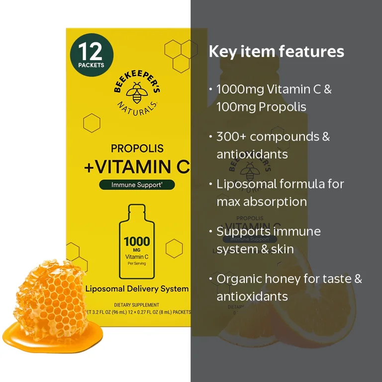 Beekeeper's Naturals, Propolis Liposomal Vitamin C, 12 Ct, 1000mg