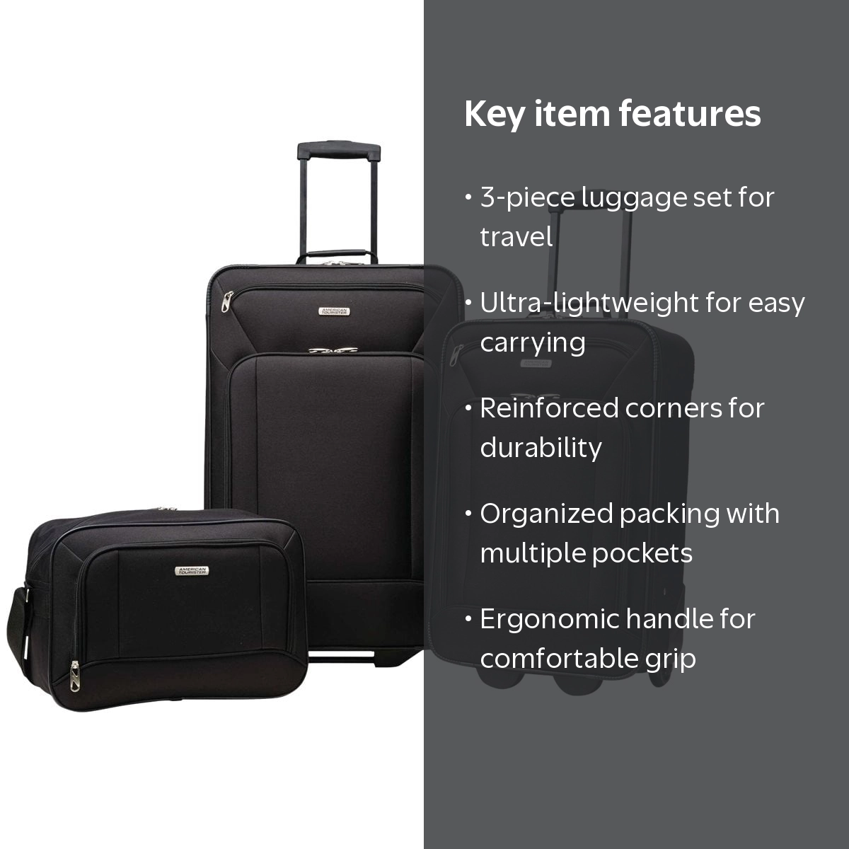 American Tourister, Luggage Set, Fieldbrook XLT 3-Piece, Black