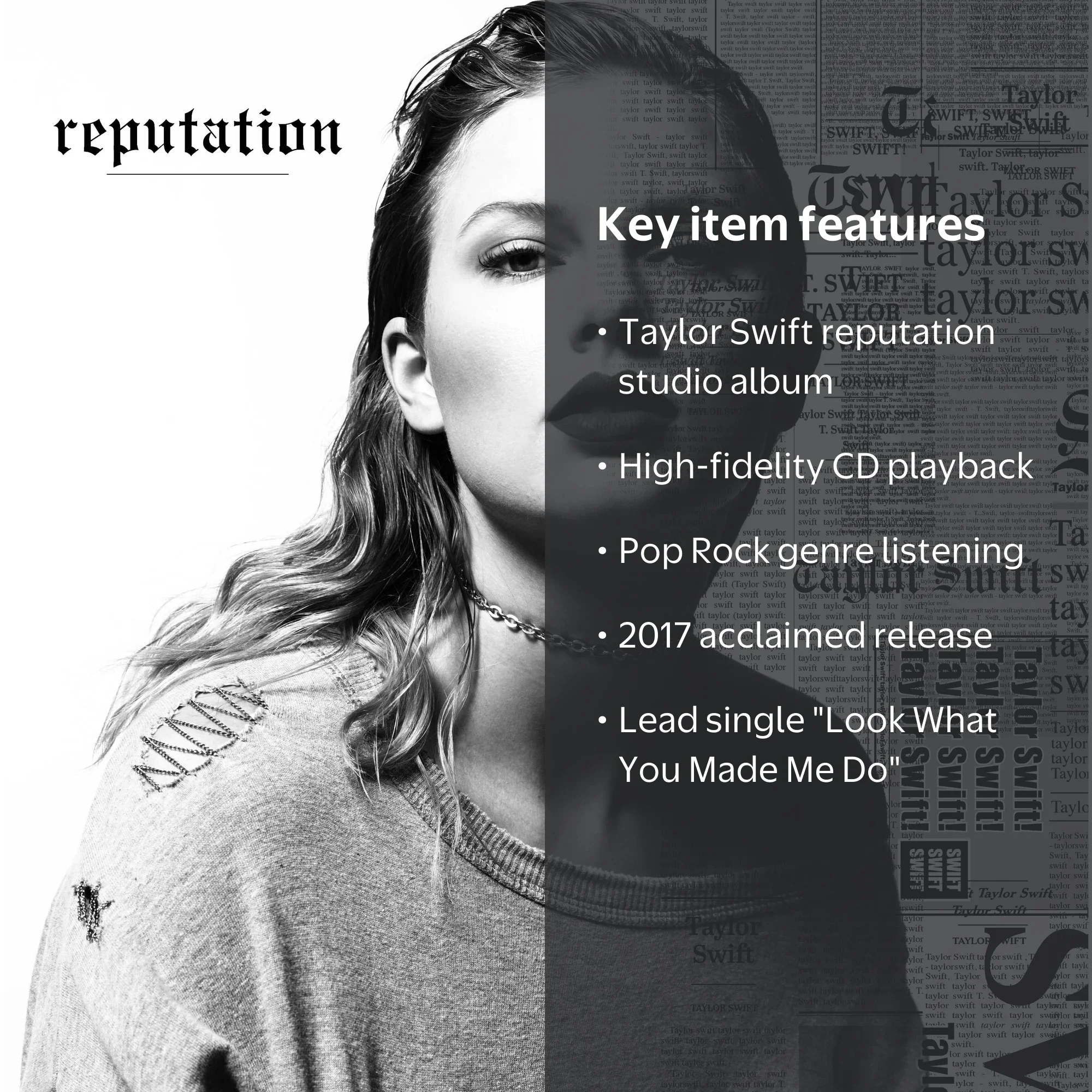 Taylor Swift - Reputation, 2017 Release, Sixth Studio Album, CD