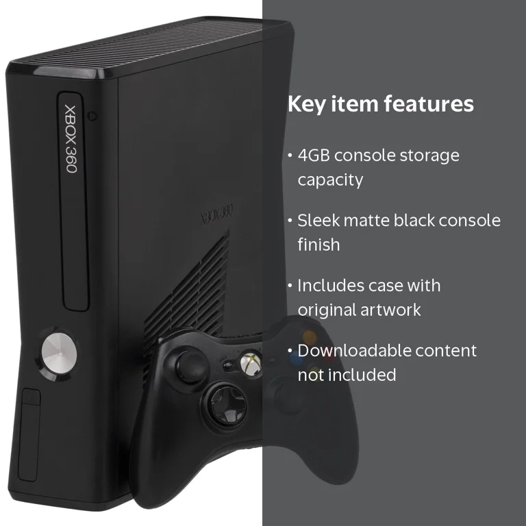 Xbox 360 Console, 4GB Matte Black, Refurbished System, Original