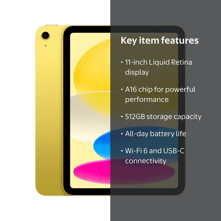 2025 Apple 11-inch iPad A16 Wi-Fi 512GB - Yellow - Walmart.com