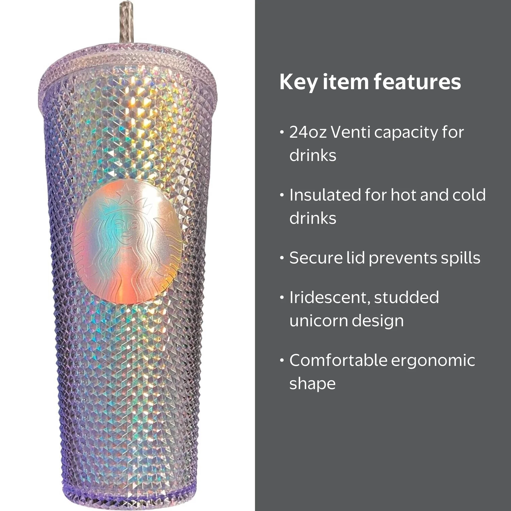 Starbucks Unicorn Studded Venti Tumbler, 24oz, Iridescent Cold Cup with  Straw - Walmart.com