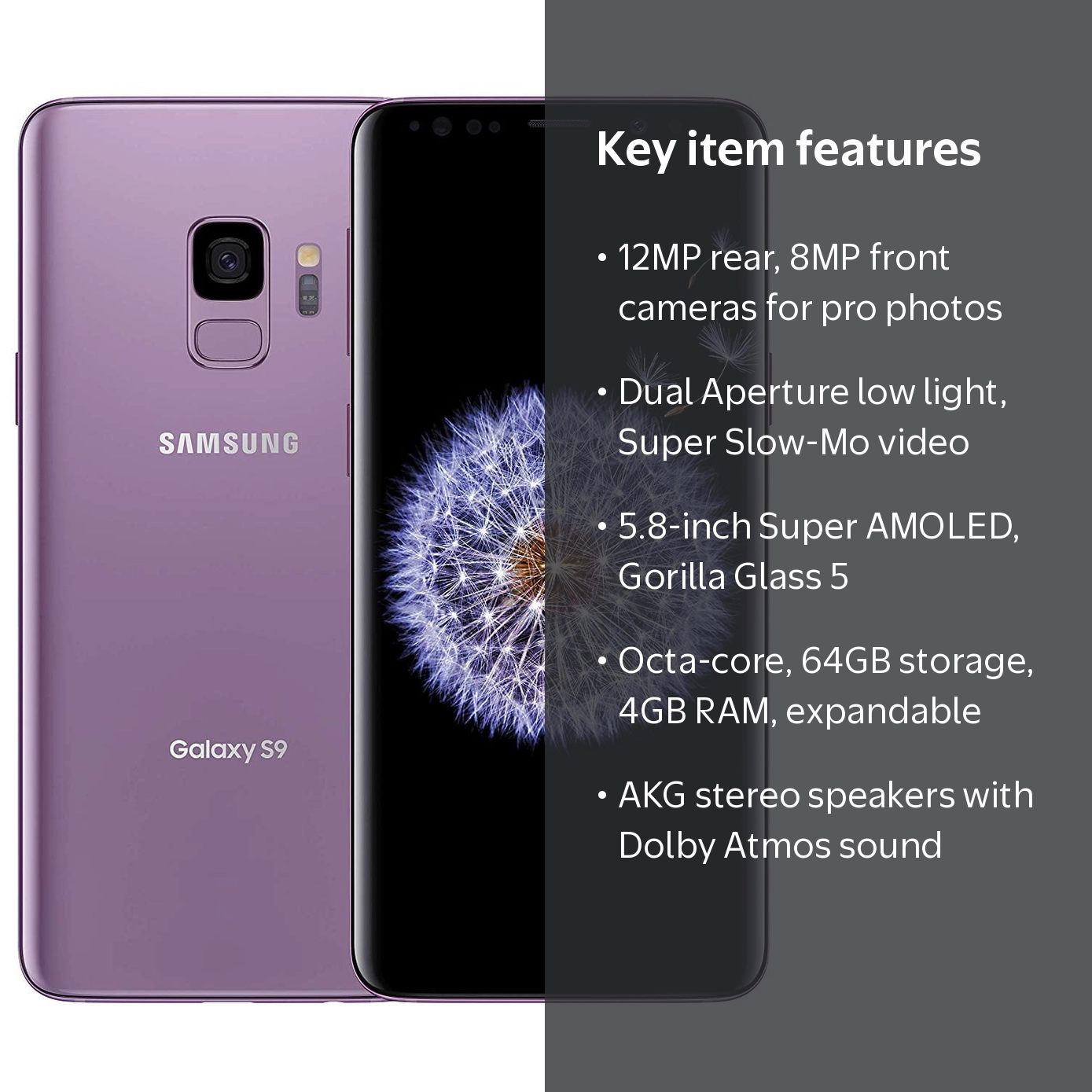 AT&T Galaxy S9 Samsung SM-G960U 64GB GSM Unlocked Smartphone