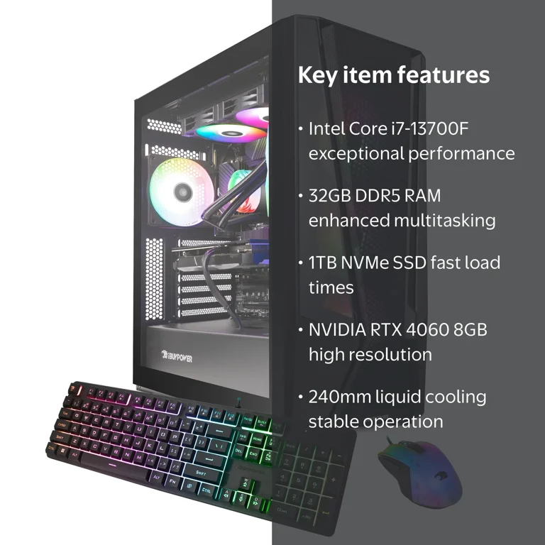iBUYPOWER TraceMesh Gaming Desktop, Intel i7-13700F, NVIDIA RTX