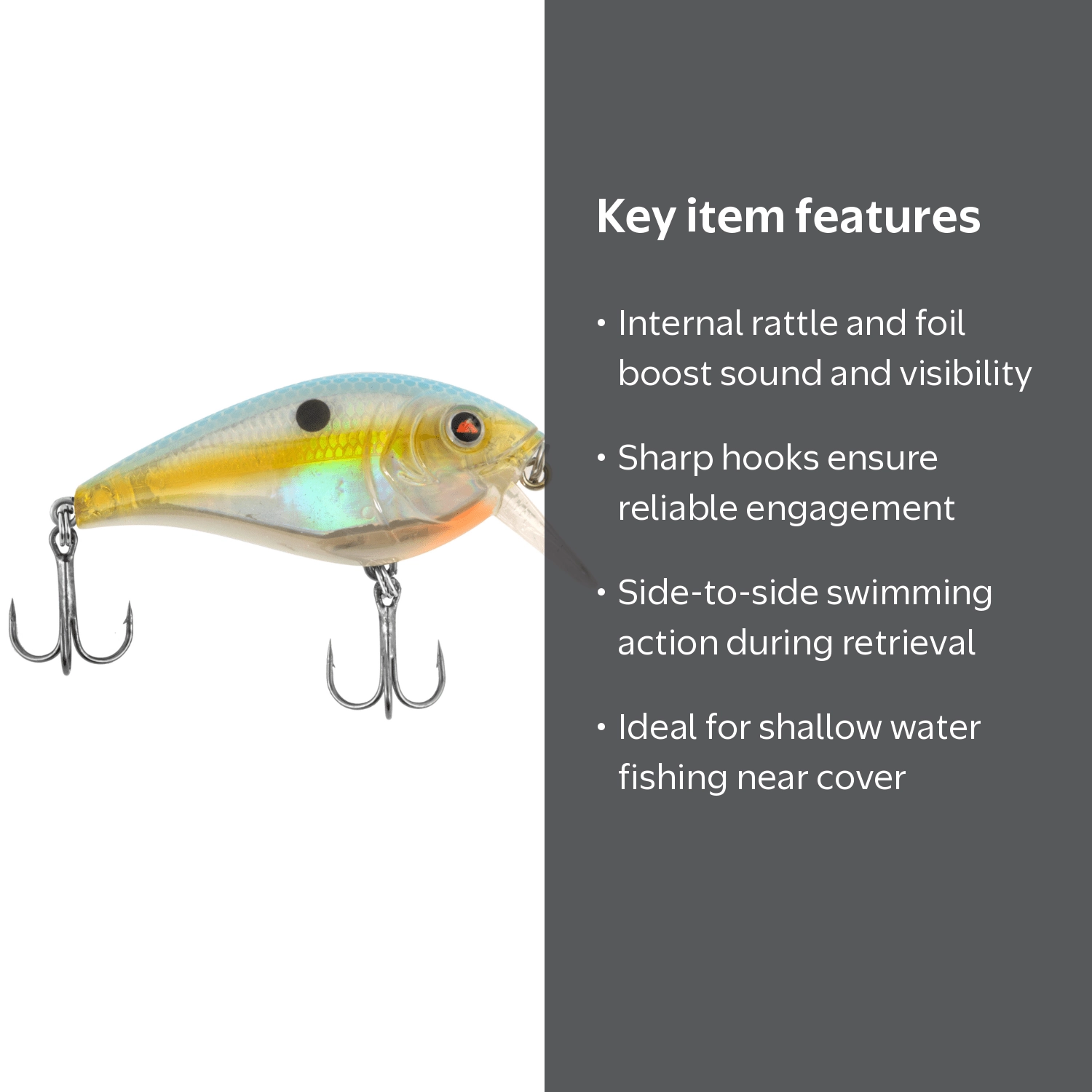 Ozark Trail Square Bill Crankbait, Shallow Water Lure with Rattle