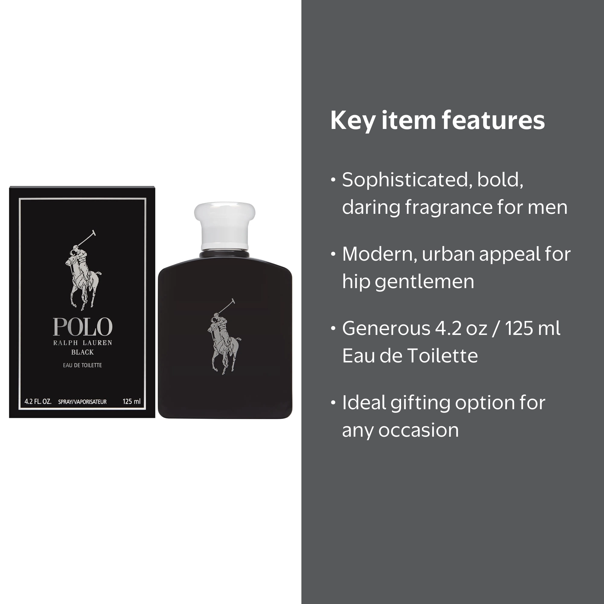 Ralph Lauren Polo Black Perfume for Men, 4.2 oz Spray, Mango
