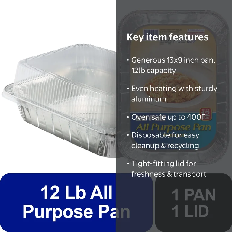 EZ Foil All Purpose 12 LB Roaster Disposable Aluminum Pan with Lid