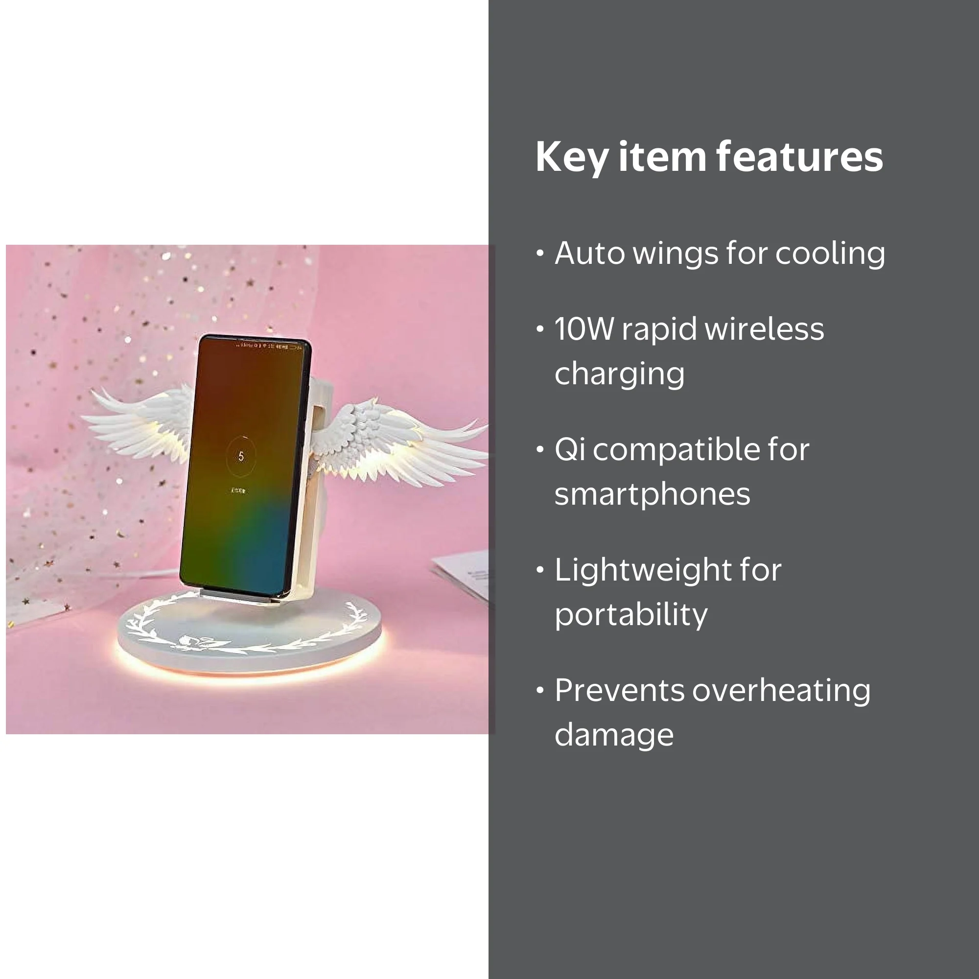 Angel Wings Wireless Charger for iPhone, Samsung, Google Pixel