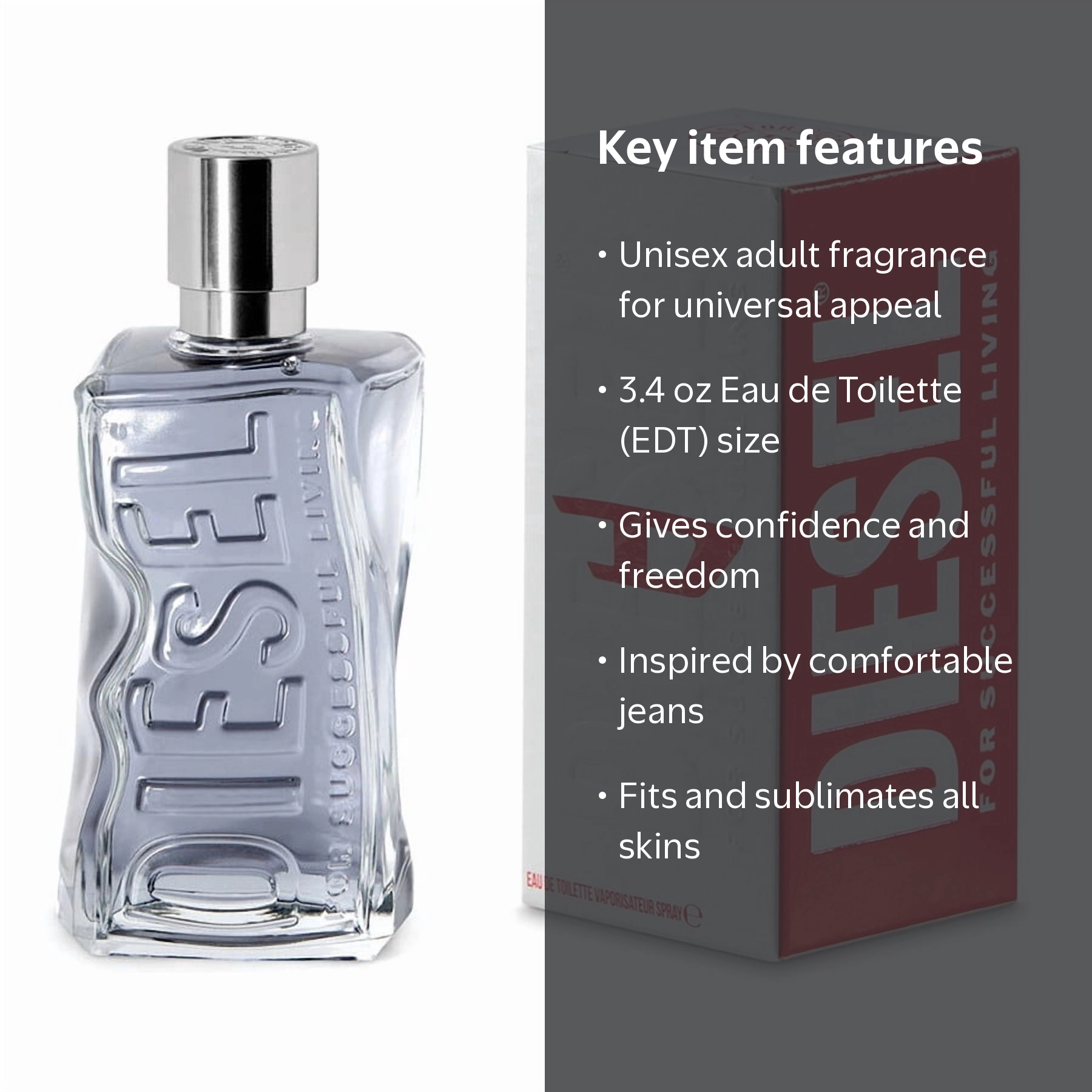 Diesel Unisex D EDT Spray, 3.4 oz, Fragrances, Launched 2022, For