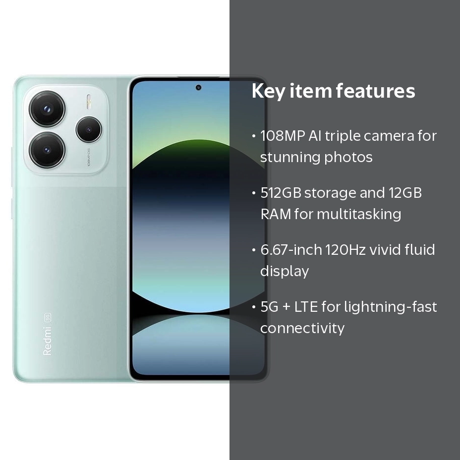 Xiaomi, Redmi Note 14 5G Smartphone, 512GB ROM 12GB RAM, Coral
