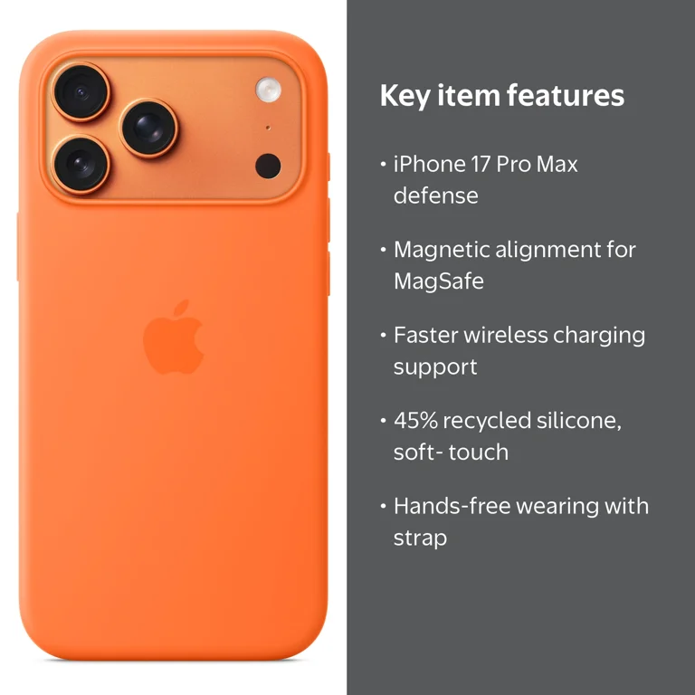 Apple iPhone 17 Pro Max Silicone Case with MagSafe – Orange