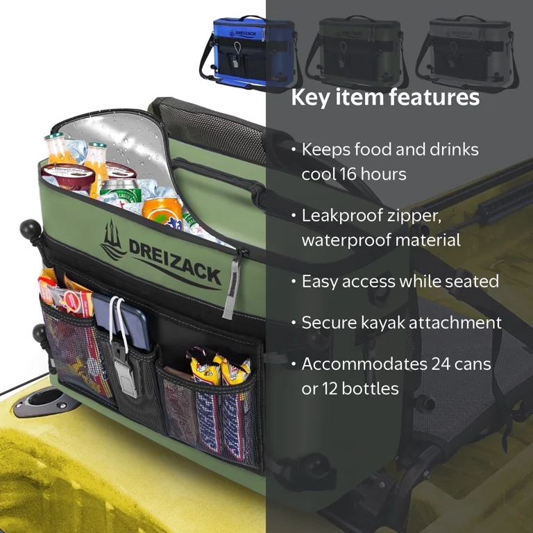 IKZ君∑(゜Д゜)③ Dreizack Kayak Cooler Behind Seat Waterproof Insulated Cooler 16