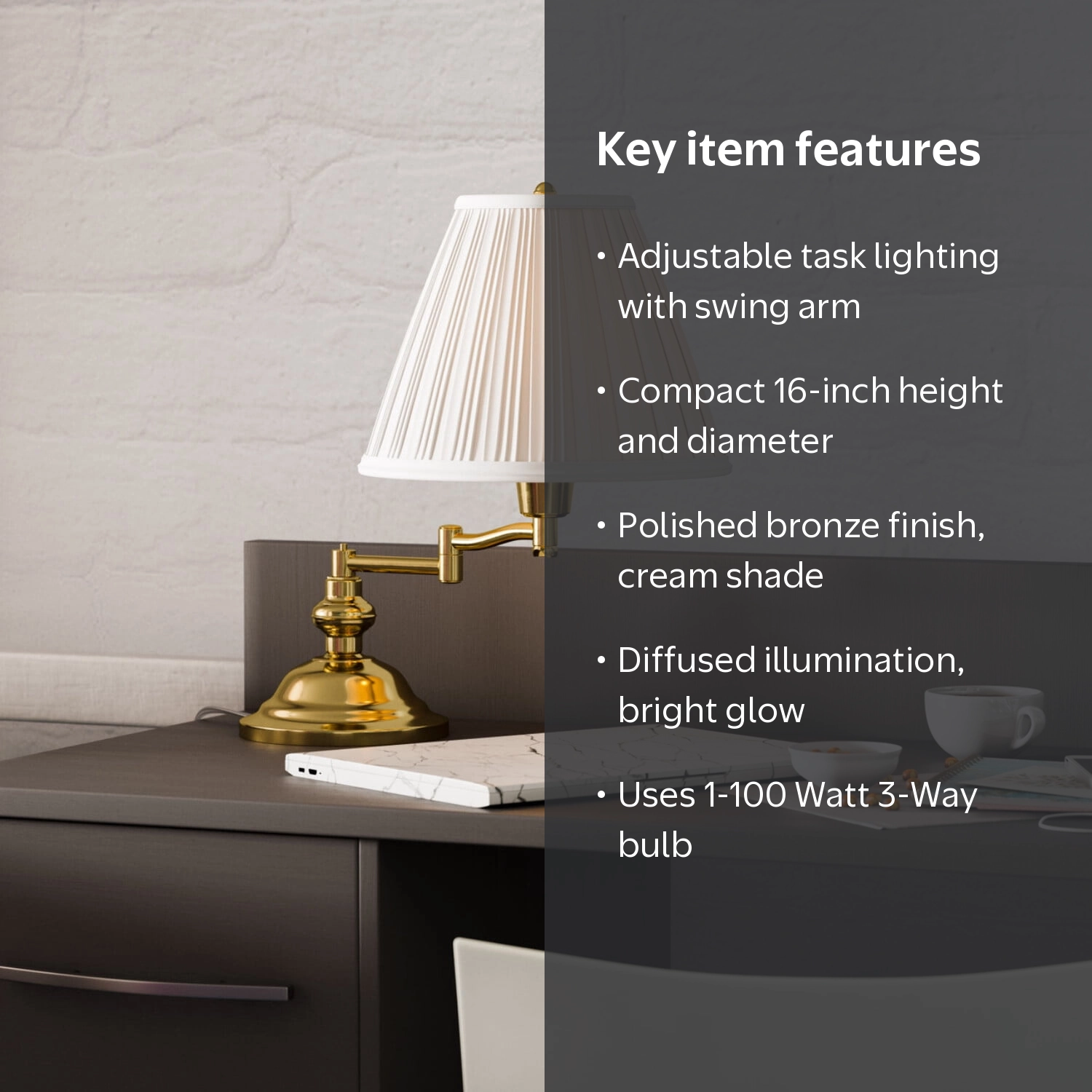 Classic Swing Arm Desk Lamp - Polished Brass - Walmart.com