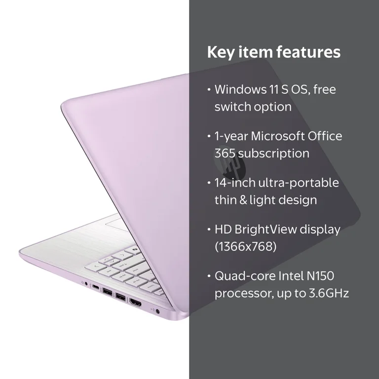 HP 14 Laptop Thin & Light, Microsoft Office 365(one year), Intel