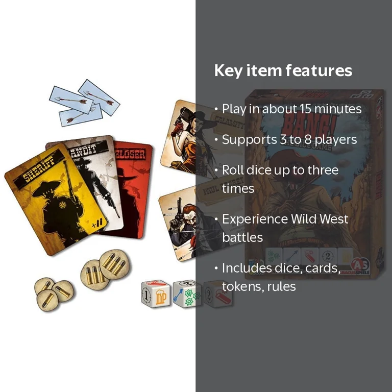 Davinci Games, Dice Game, Classic Bang! with Dice, 3-8 Players