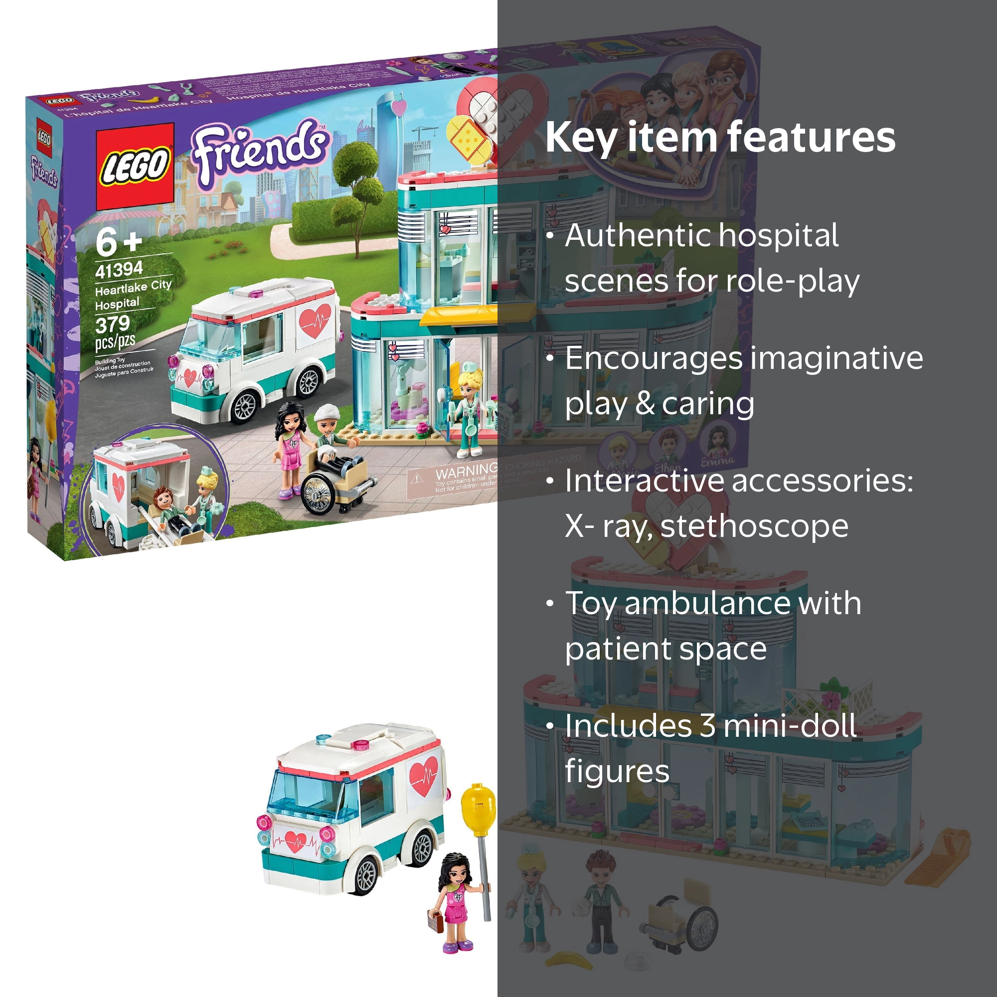 LEGO Friends Heartlake City Hospital 41394 Doctor Toy Building Kit