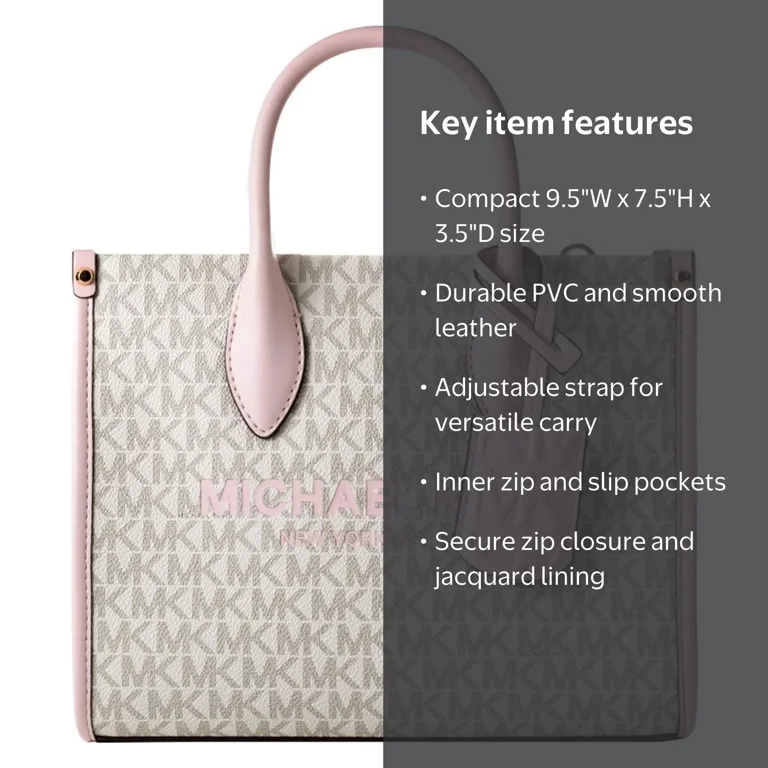Michael Kors Mirella Shopper Crossbody, Top Zip, Powder Blush