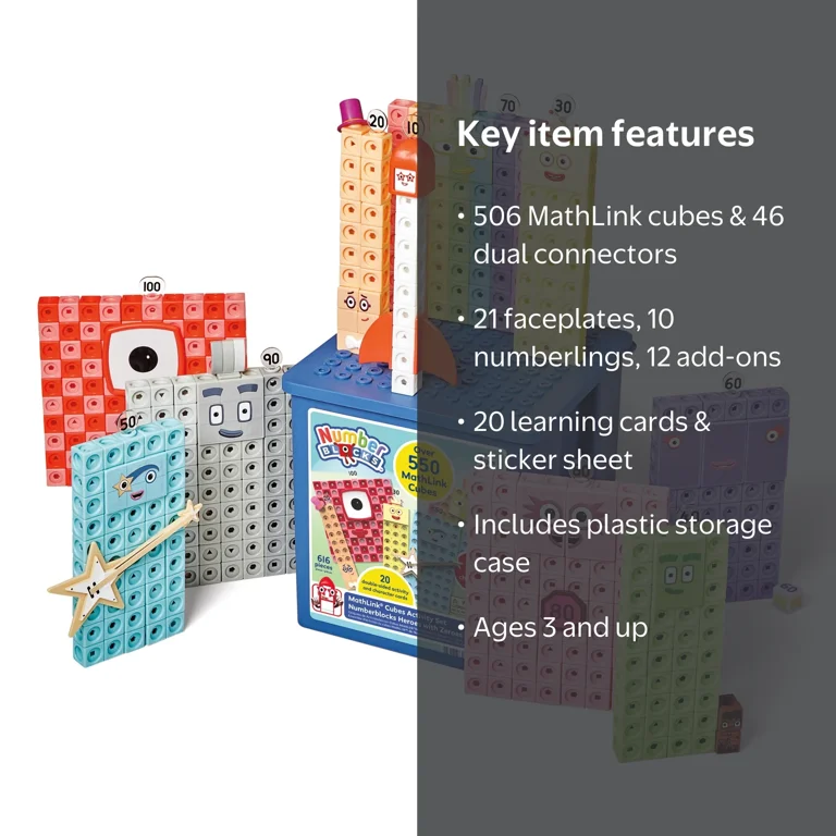 hand2mind, Math Learning Toy, Numberblocks Heroes with Zeroes