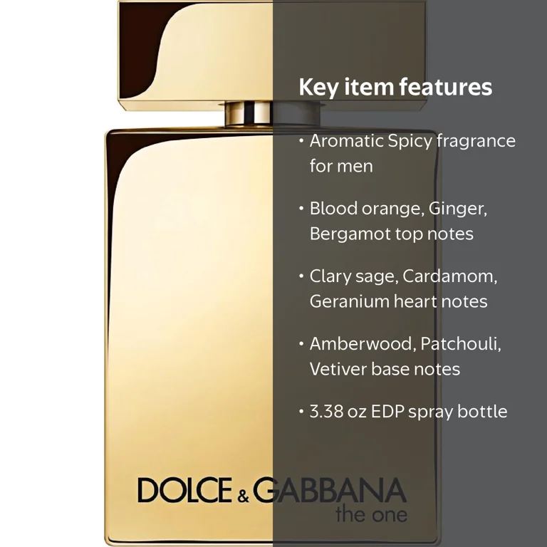 Dolce and Gabbana, Men's The One Gold EDP Spray, 3.38 oz, Aromatic