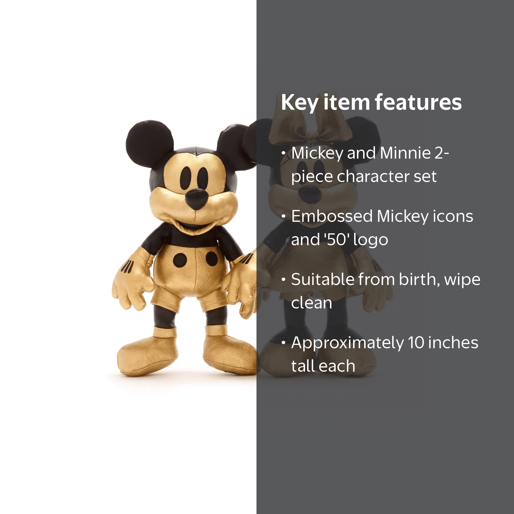 Disney Parks 50th Mickey and Minnie Gold Limited Release Plush Set