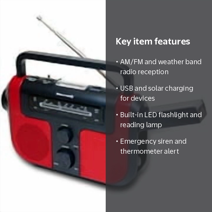 Weather-X WR383R Weather Band AM/FM Radio with LED Flashlight and