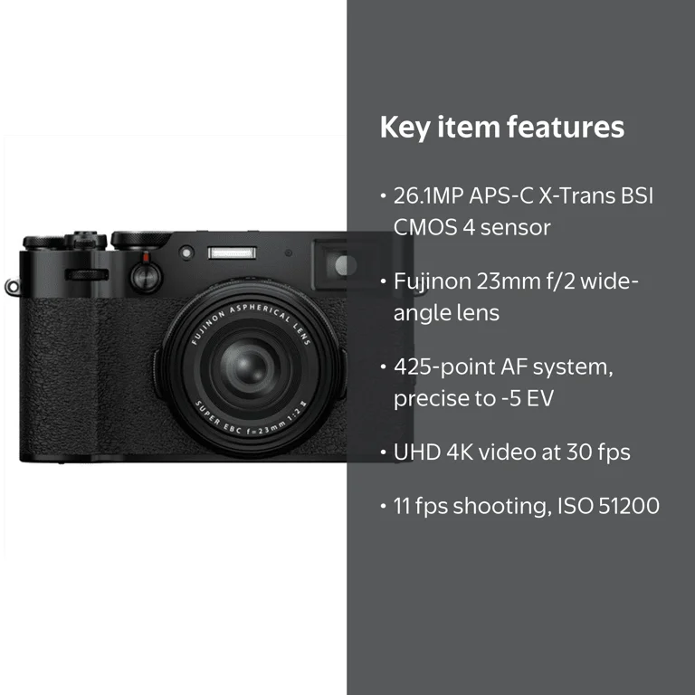 Fujifilm X100V 26.1MP 4K Digital Camera Black - Compact