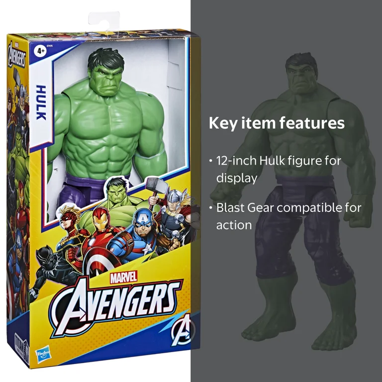 Marvel Avengers Titan Hero Series Hulk – Figura De 30 Cm Con Diseño De Cómic, Inspirada En Marvel, Compatible Con Lanzadores Blast Gear, Para Niños De 4 Años En Adelante, Color Verde