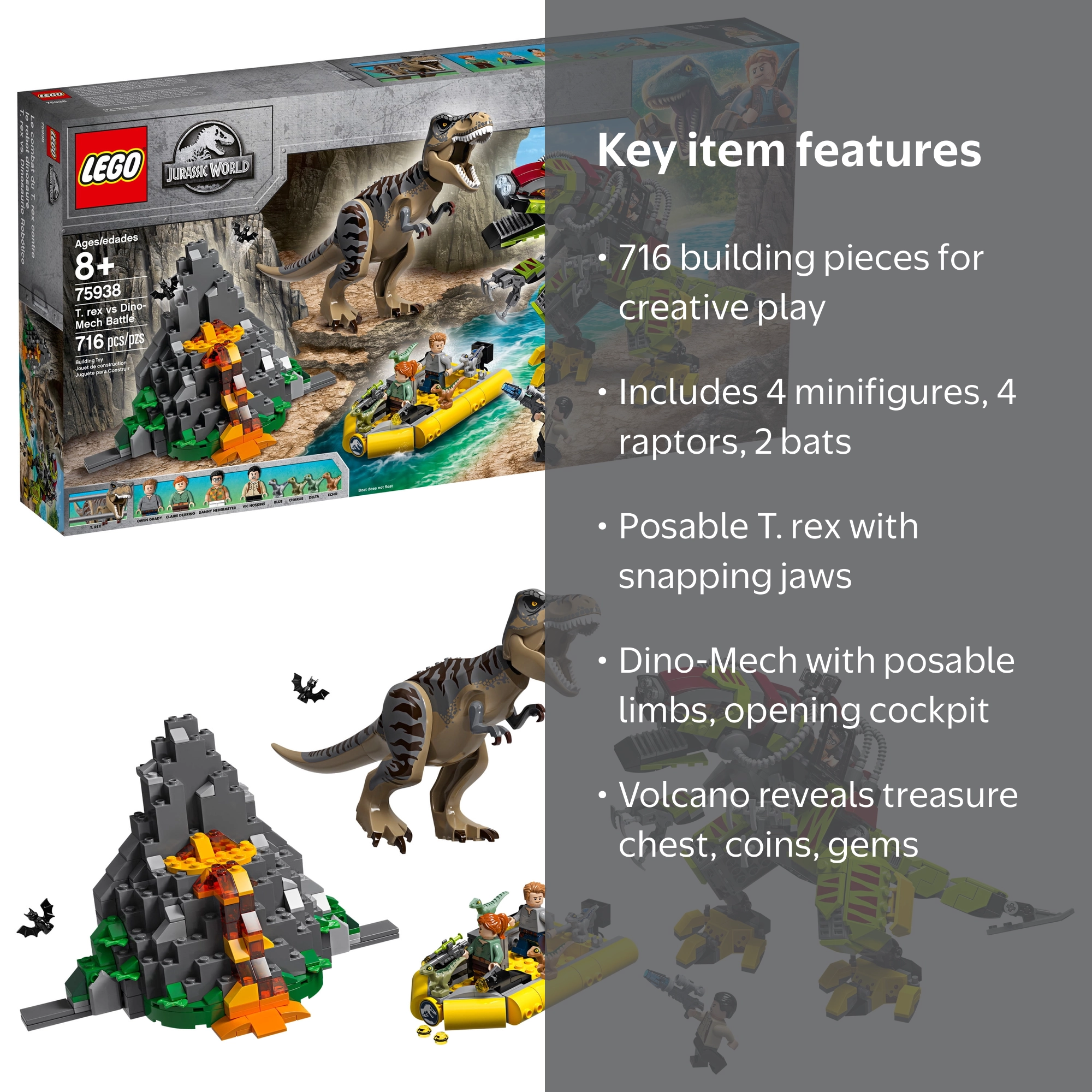 LEGO Jurassic World T-Rex Tyrannosaurus vs Dino-Mech Battle Set