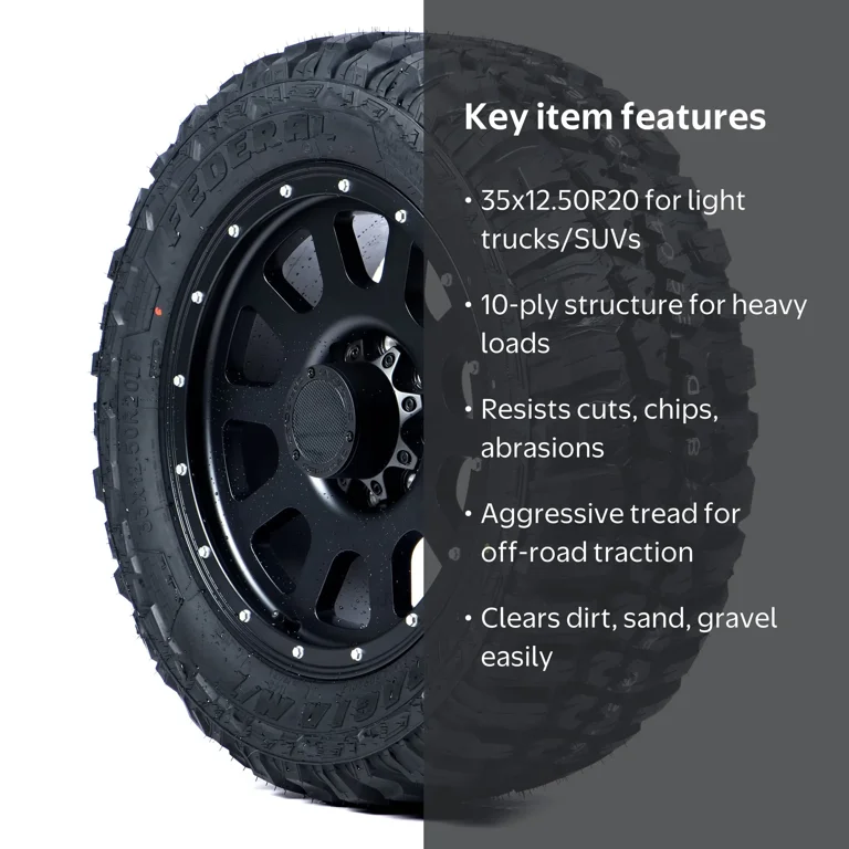 Federal Couragia M/T Tire - 35X12.50R20 LRE 10PLY, Off-Road