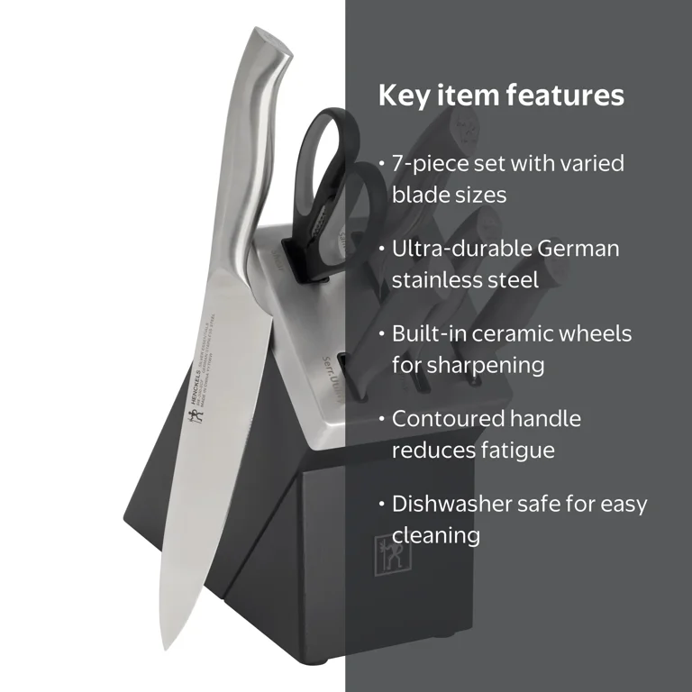 Henckels Silver Essentials 7 Piece Self-Sharpening Knife Block Set