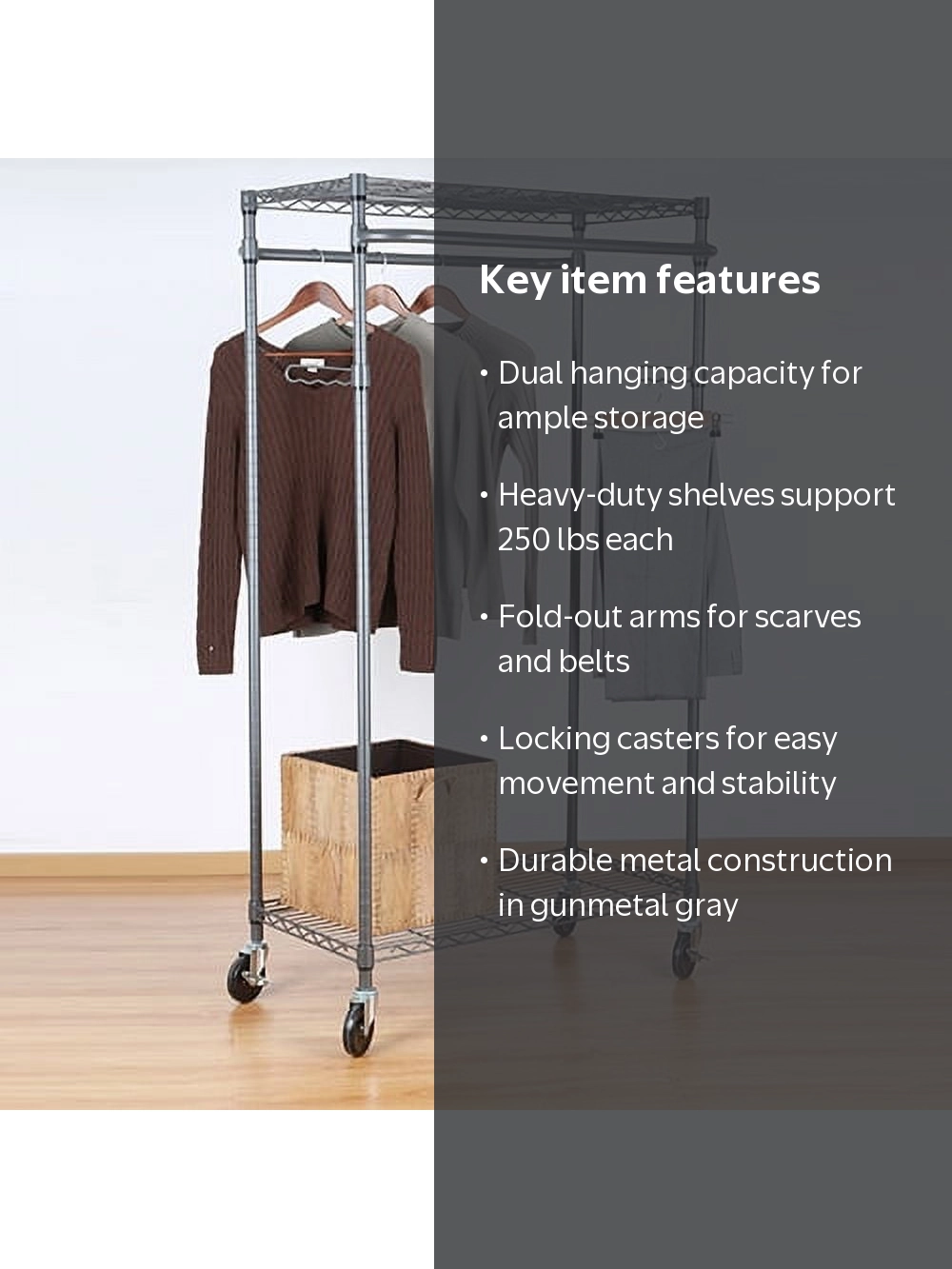 Better Homes & Gardens Double Hanging Garment Rack, Gunmetal Gray