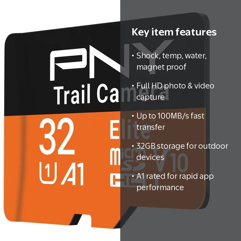 PNY 32GB Elite Class 10 U1 V10 A1 microSDHC Trail Camera Flash