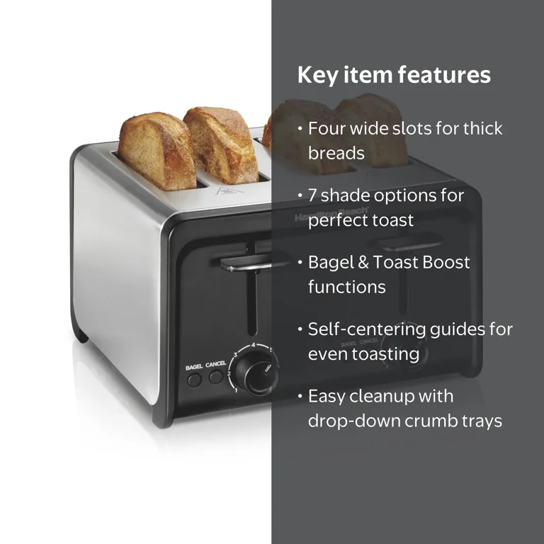 アメリカントースト　Hamilton Beach Hamilton Beach 4-Slice Toaster, Wide Slots, Bagel Function, Toast
