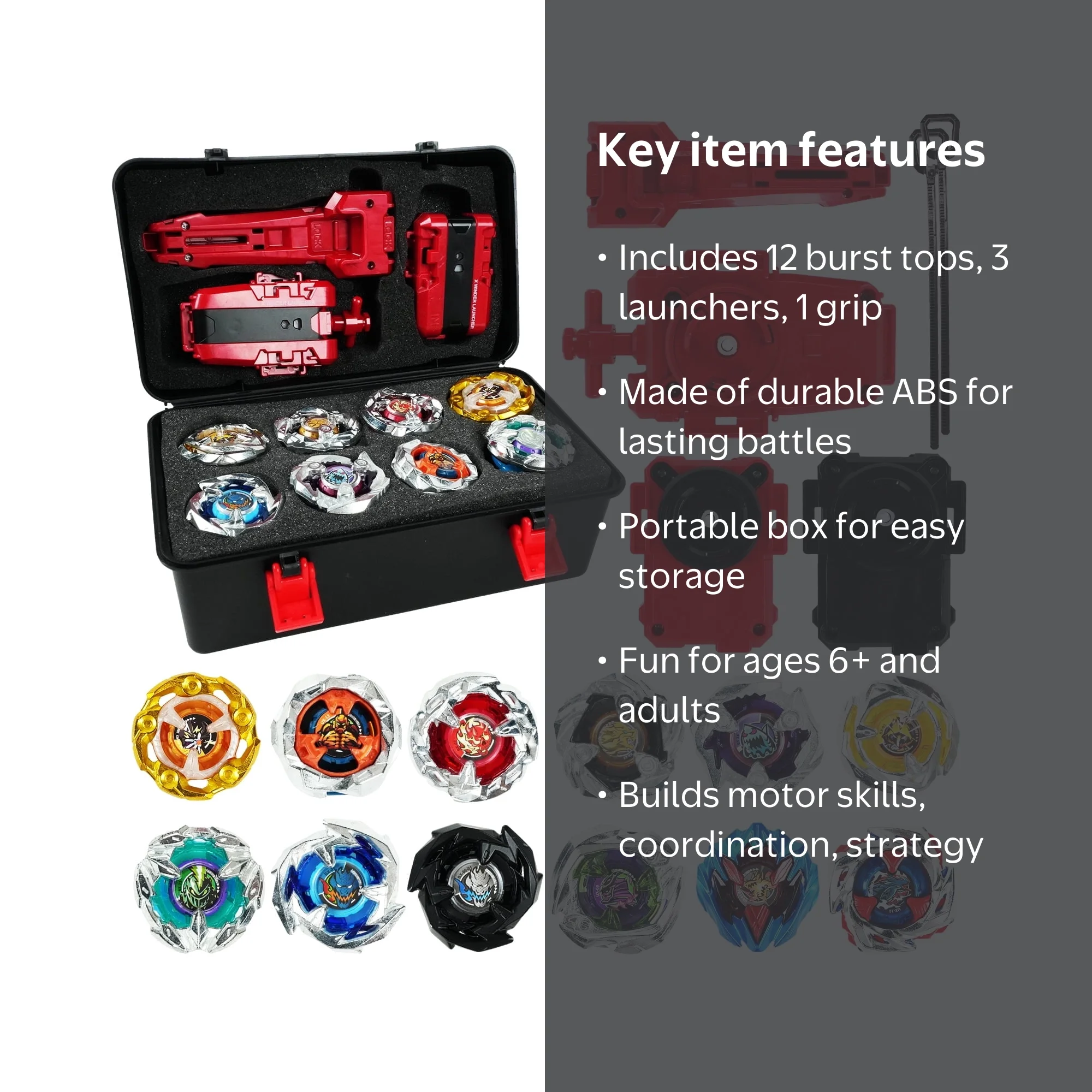 Jaawind Bey Battling Top Burst Gyro Toy Set for Kids, 12 Spinning