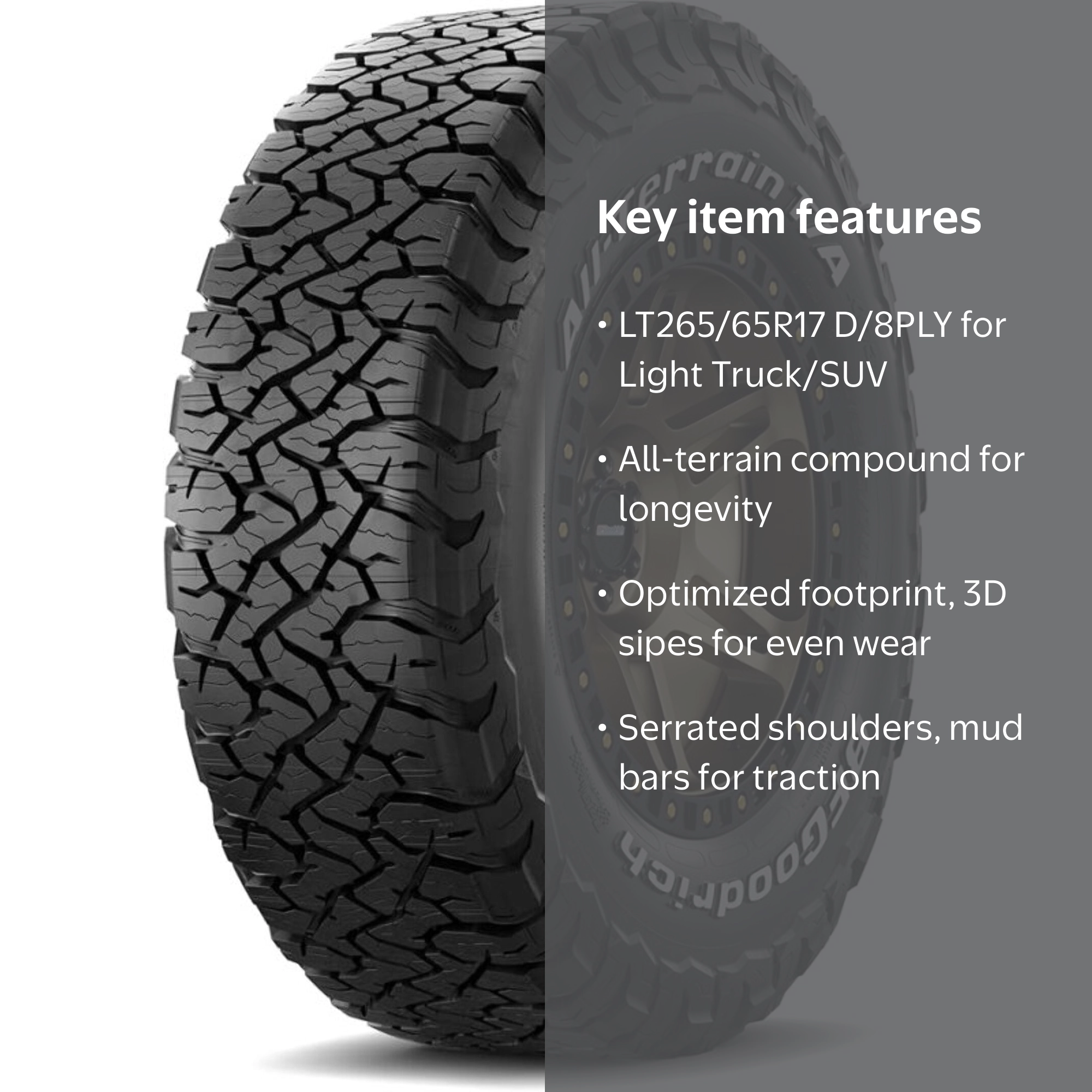 のぶみ様　BFGoodrich LT265/65R17 4本　バリ山　① のぶみ様 BFGoodrich LT265/65R17 4本 バリ山 ① 【公式通販】